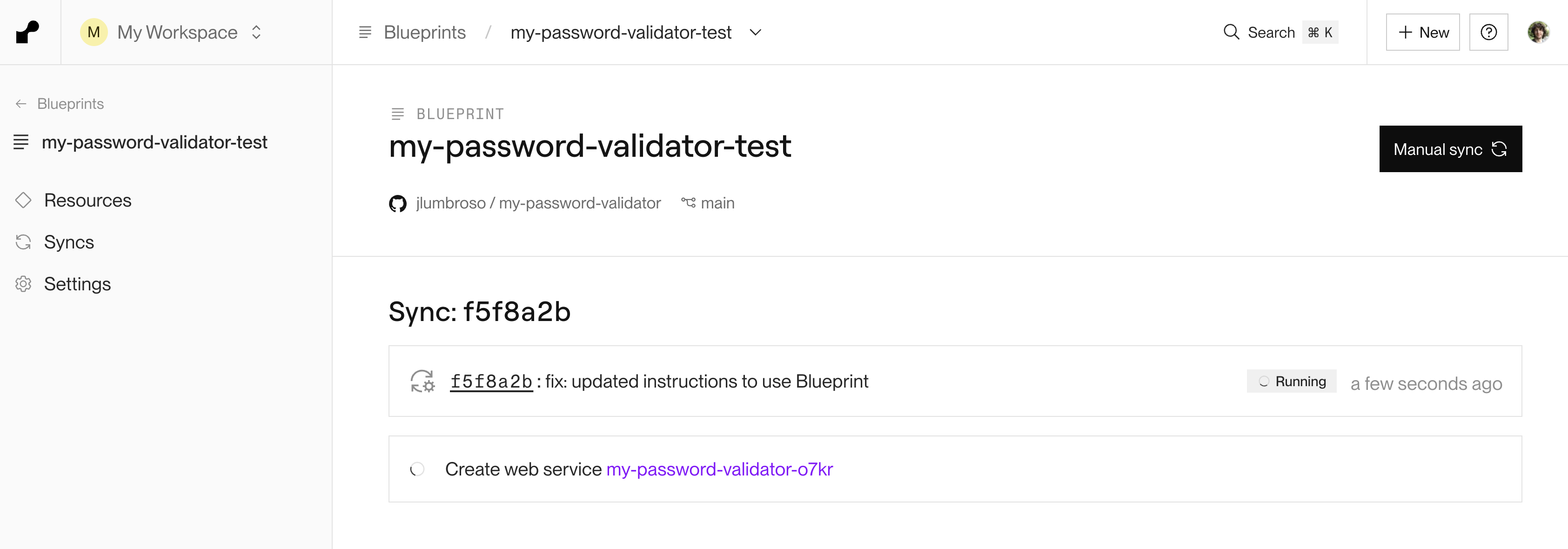 Render, in the process of deploying a Blueprint project.
